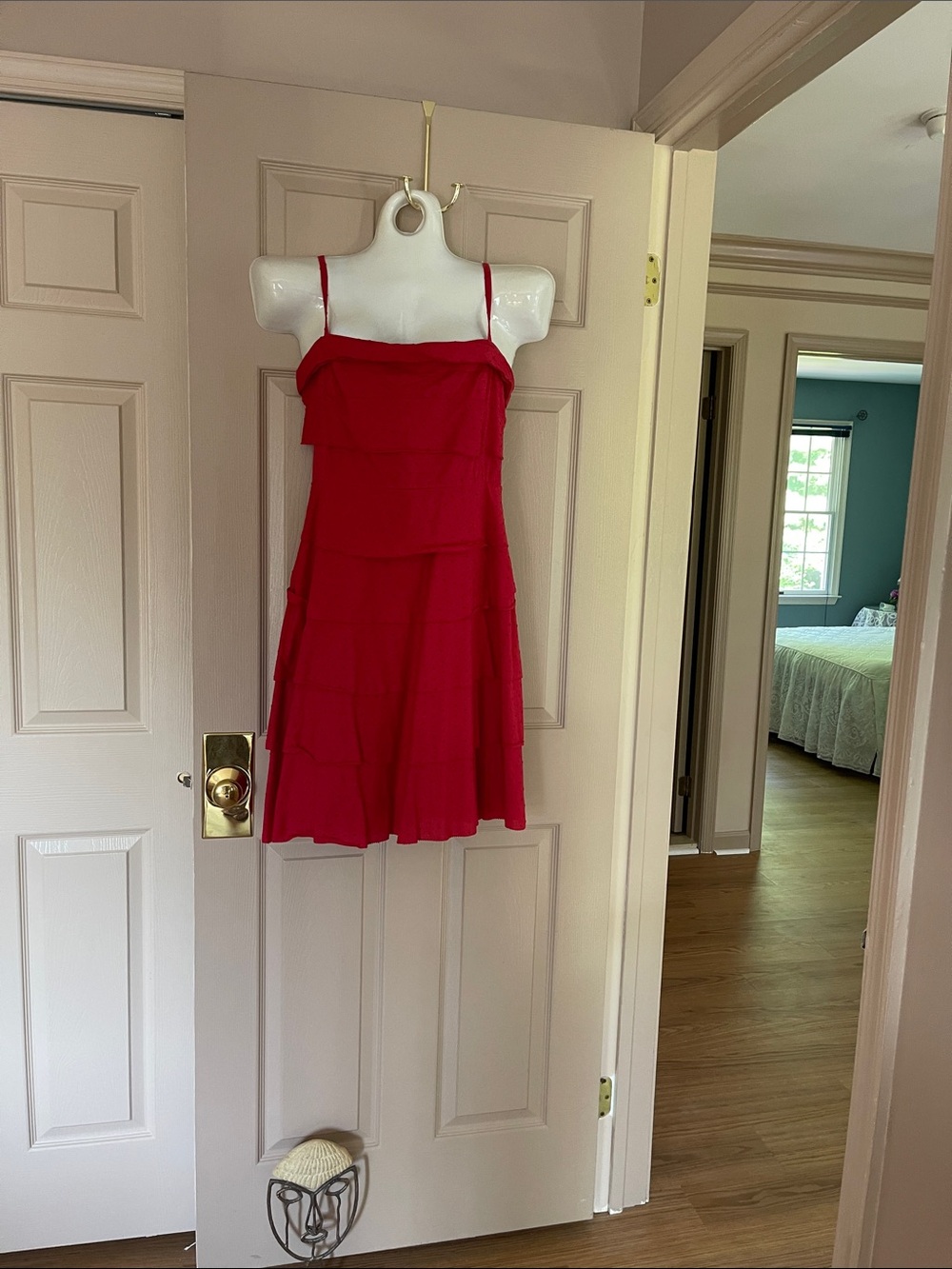 BCBGMaxAzria Red Tiered Spaghetti-Strap Dress